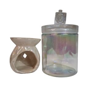 NEW Iridescent Glass Jar | Dreidel Lid + Wax Melt Burner Set